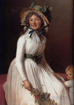  Neoclassicism Canvas - Portrait of Emilie Serizait and Her Son Neoclassicism Jacques Louis David